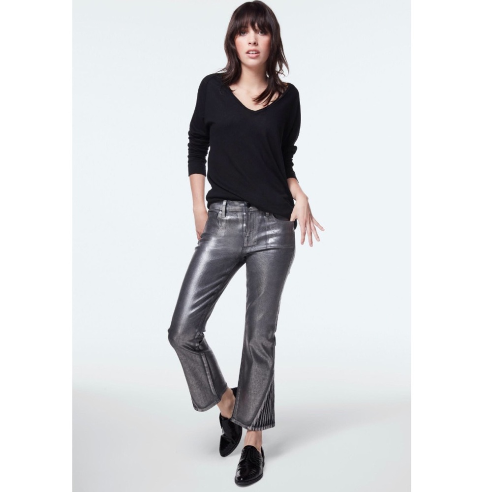 NWT J Brand Selena Cropped Boot Cut Foiled Chrome